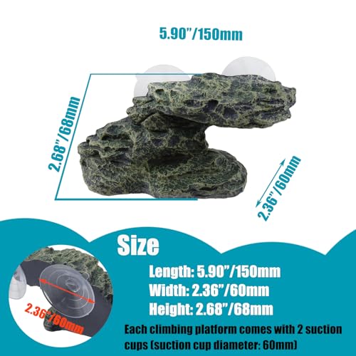 Turtle Basking Platform Aquarium Tortoise Climbing Platform Dock | Artificial Stepped Ladder Turtle Platform Decoration with 2 Suction Cups, for Snakes Horned Frog（Small Stepped Ladder Style） - color: Grey-s