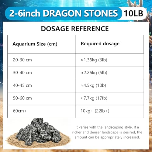 10 LB Aquarium Rocks Stones, 2-6 inches Natural Seiryu Stone | Fish Tank Decor Rocks for Fish Tank Landscaping, Reptile Terrariums Paludarium Amphibian Enclosures Aquarium Decor - color: Seiryu Stone, size: 10LB
