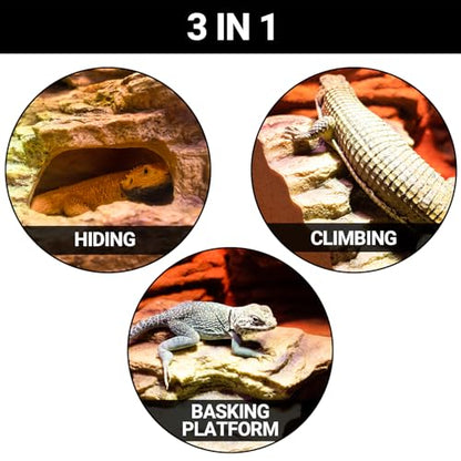 Resin Reptile Hideout Cave Reptile Habitat Tank Decor Terrarium Accessories for Bearded Dragon Leopard Gecko Lizards Turtle - size: Small