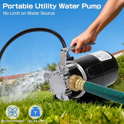 D-Honor Water Transfer Pump 115V 1/10 HP 330 GPH with 6 feet Water Hose Kit