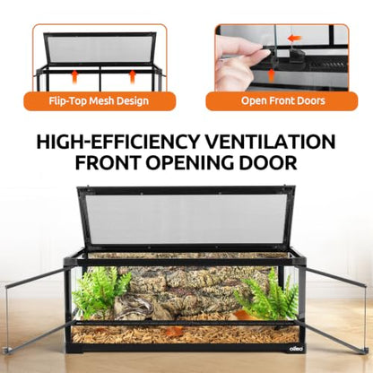 20 Gallon Tempered Glass Reptile Tank, 30" x 12" x 12" Reptile Terrarium with Sliding Door Top Screen Ventilation, Front Opening Reptile Enclosure for Lizard,Gecko,Chameleon - size: 30" x 12" x 12"