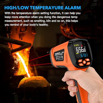 Infrared Thermometer Temperature Gun, -40℉-3632℉, High Temp Thermometer with Thermocouple Probe, Non-Contact 50:1 Pyrometer Dual Laser Thermometer Gun for Engine, Kiln, Forging, Industrial - color: Orange -40°F-3632°F (-40-2000°C)