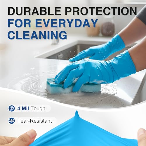 Schneider Nitrile Gloves, Gloves Disposable Latex Free, Powder Free | Black / Blue, 4-Mil, Medical Exam Glove, Food Safe Gloves, Cooking Gloves, Cleaning Gloves - color: Blue, size: Medium