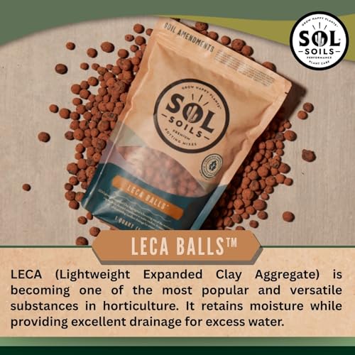 LECA Balls - Lightweight Natural Hydroponic Clay Pebbles for Plants, Improves Drainage, 10 Qt