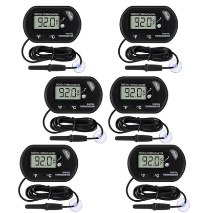 6Pcs Aquarium Thermometer Fish Tank Thermometer Reptile Fahrenheit Terrarium Water Temperature Indicator Test Digital with LCD Display Fahrenheit/Celsius - color: 6PCS