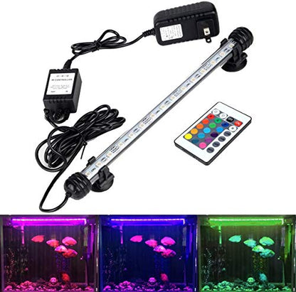 GreenSun LED Aquarium Light, Fish Tank Light with Remote Control, IP68 Submersible Waterproof Strip Bar Light,RGB Color Changing, 3.8 Watts 11inch/28cm - size: 11.2inch/28cm