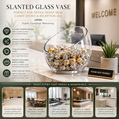 Slant Cut Bowl Glass, Glass Fish Bowl Vase, 6" Height x 7" Width Fruit Jar, Candy Dish, Clear Terraium, Flower Centerpiece - size: Slant Bubble Bowl : 6" Height x 7" Width