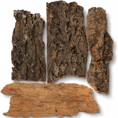 Homoyoyo 4Pcs Cork Bark for Reptiles, Natural Tree Bark Flats 3-5.5 in, Small Reptile Hide and Terrarium Decor for Leopard Gecko Tank, Jumping Spider, Isopod, Frog, Toad Enclosure