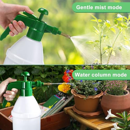 Ziliny 2 Pcs 27 oz Handheld Pump Spray Bottle Garden Mister Spray, Green | Small Garden Spray Bottle, Lawn Pressure Hand Pump Sprayer, with Adjustable Brass Nozzle, for Spraying Weeds Plants, Cleaning - size: 27 oz