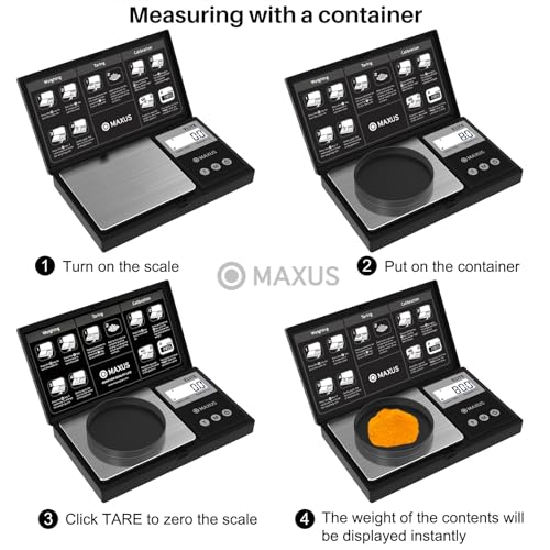 Digital Gram Scale 1000g/0.1g, Small Food Scale with Backlit LCD, Mini Pocket Scale for Jewelry | Small Food Scale with Backlit LCD, 6 Weighing Units, Tare Function - color: Matte Black