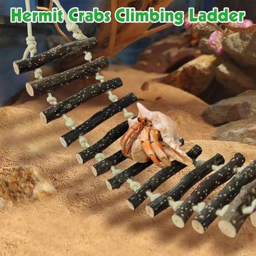 BNOSDM Reptile Climbing Ladder 2 Pcs Gecko Bridge Bearded Dragon Hammock with Suction Cup Wooden Basking Lounger Leopard Gecko Tank Accessories for Lizard, Hermit Crab, Tree Frog, Snake - color: 2pcs-Applewood