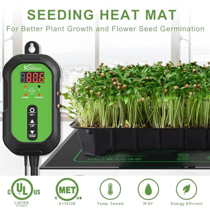 10"x 20" Seedling Heat Mat and Digital Thermostat Combo Set - KOKOPRO Warm Hydroponic Heating Pad for Seed Germination Indoor Gardening Greenhouse for Reptiles Seedlings Incubation Fermentation - color: 10''x20.75''-Heat Mat & Thermostat Combo