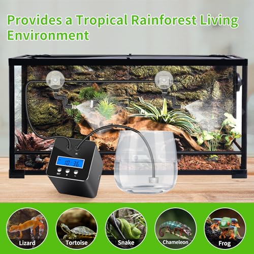 Reptile Mister System, Reptile Humidifier for Terrariums, Auto Mister with 2 Spray Nozzles for Reptiles, Snakes, Frogs, Plants