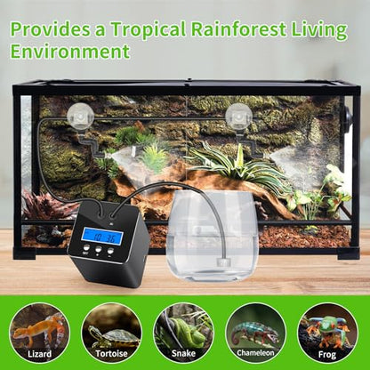 Reptile Mister System, Reptile Humidifier for Terrariums, Auto Mister with 2 Spray Nozzles for Reptiles, Snakes, Frogs, Plants
