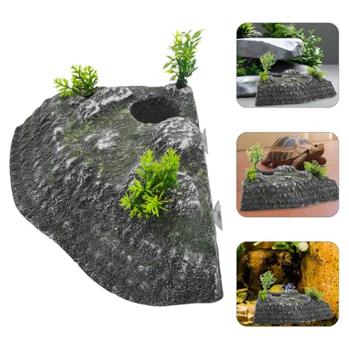 Uonlytech Turtle Basking Platform and Climbing Ramp Resin Floating Turtle Resting Stand Natural Stone Landscaping Ornament for Aquarium and Reptile Habitat