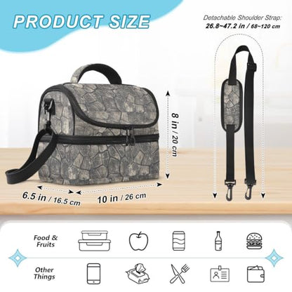 Emelivor Snake Skin Insulated Lunch Bag Container Tote for Men | 8L Double Deck,Large Lunch Box with Shoulder Strap,Thermal Meal Prep Cooler,Suitable for School Work Picnic Office Travel
