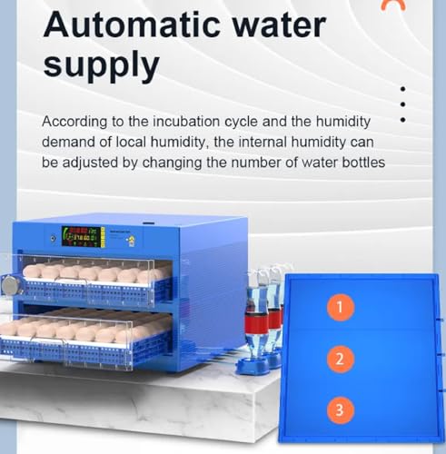 Generic Egg Incubator, LED High-Efficiency Automatic Egg Turning & Temperature Control, Automatic Incubator for Hatching Eggs, for Hatching Chicken Duck Quail Eggs, 256 Eggs, Blue