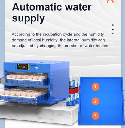 Generic Egg Incubator, LED High-Efficiency Automatic Egg Turning & Temperature Control, Automatic Incubator for Hatching Eggs, for Hatching Chicken Duck Quail Eggs, 256 Eggs, Blue