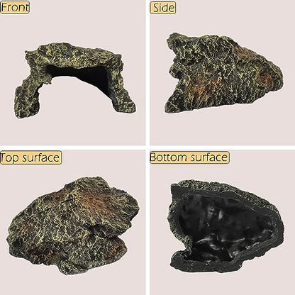 IBWell Resin Reptile Rock Cave, Lizard Tank Décor, Gecko Hide Reptile Hideout for Small Turtle Accessories for Tank, Leopard Gecko, Lazard Hideout