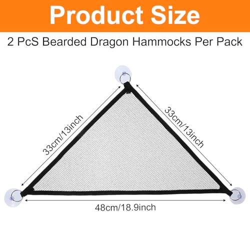 2Pcs Bearded Dragon Hammock, Breathable Mesh Reptile Hammock Lizard Tank Accessories, Triangle Geckos Hammocks for Bearded Dragons, Snakes, and Axolotls, Perfect Beard Dragon Tank Accessories（30x30x3