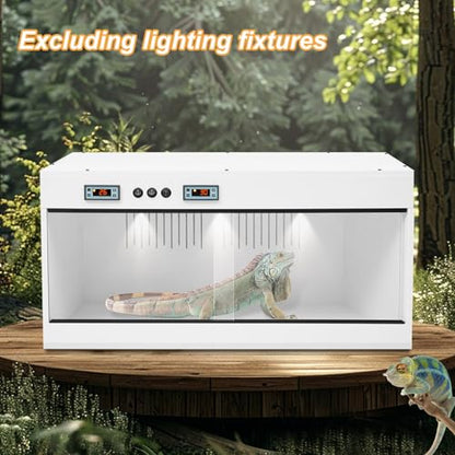 Reptile Enclosure with Intelligent Thermostat 31.5x15.75x15.75in (White) | Reptile Pet Breeding Box, Dual Temperature Control Reptile Terrarium, LCD Display For Leopard Gecko, Hexagonal Lizard, Snake - color: White