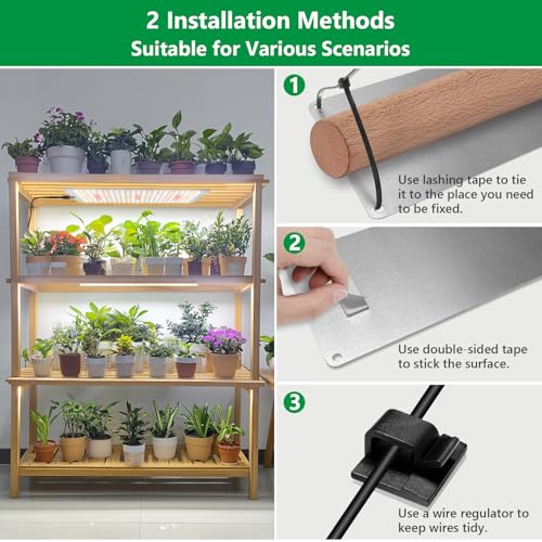 Aumtrly Grow Light 414 LED Full Spectrum, Slim Indoor Plant Lamp 3 Panel | for Seed Starting Growing, 6/12/16H Auto Timer, 5 Dimming Levels, 3 Light Modes, 2 Installation Methods, Use Under Shelves - size: 3 Pack