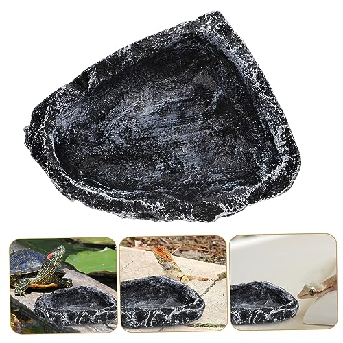 DOITOOL Reptile Water Basin Resin Turtle Feeding Bowl Reptile Worm Dish Decor Water Bowl Snake Bearded Dragon Dish Frog Terrarium Food Feeder Gecko