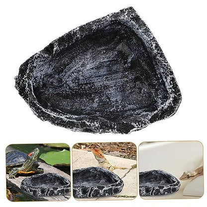 DOITOOL Reptile Water Basin Resin Turtle Feeding Bowl Reptile Worm Dish Decor Water Bowl Snake Bearded Dragon Dish Frog Terrarium Food Feeder Gecko