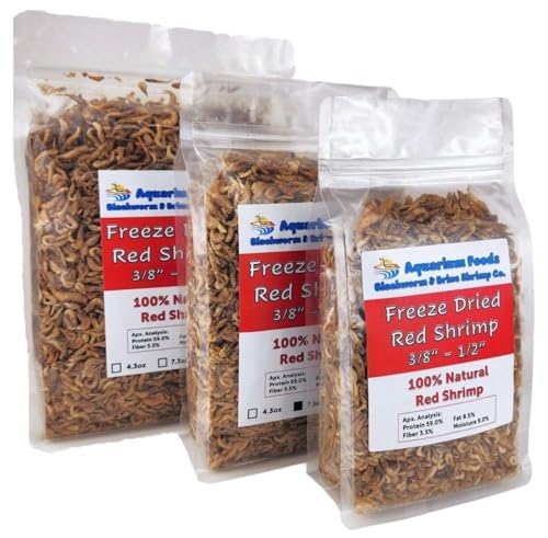 Red Shrimp, 3/8" to 1/2" Floating Freeze Dried Red Shrimp for All Tropical Fish, Cichlids, Medium Size Catfish, Marines, Pond Fish, Turtles, Hamsters, Rodents…4.3oz Clear Bag - size: 4.3 Ounce (Pack of 1)