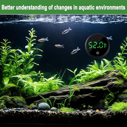 Aquarium Thermometer Digital Fish Tank Thermometer with Spare Battery | Highly Accurate,Led Display,Stickable Fish Tank Temperature Gauge for Betta Axolotl Turtle Tank