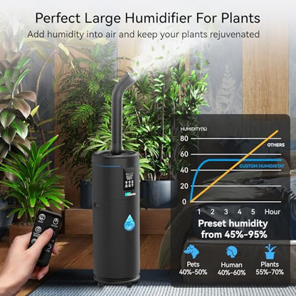 Humidifiers for Large Room Home Bedroom 2000 sq.ft. 17L/4.5Gal Large Humidifier with Extension Tube & 4 Speed Mist,Top Fill Wholehouse Humidifier with 360°Nozzle for Plant Commercial Greenhouse(Black) - color: Black