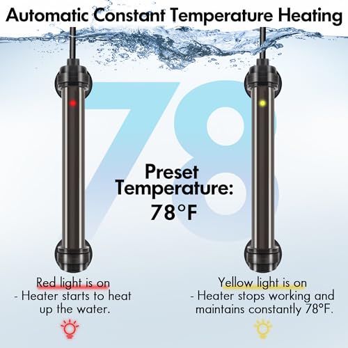 Orlushy Submersible Aquarium Heater, Fish Tank Heater with Free Thermometer for Freshwater and Saltwater Tank - size: R25