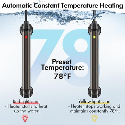 Orlushy Submersible Aquarium Heater, Fish Tank Heater with Free Thermometer for Freshwater and Saltwater Tank - size: R25
