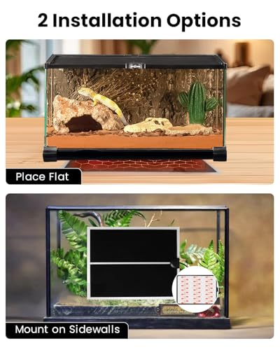 MQ Reptile Terrarium Heat Pad with LCD Digital Aquarium Thermometer, 5.5 x 6in Power Adjustment Under Tank Heater Mat for Pets, Small Animals, Seedling, 5W - size: 5W, 5.5*6 in
