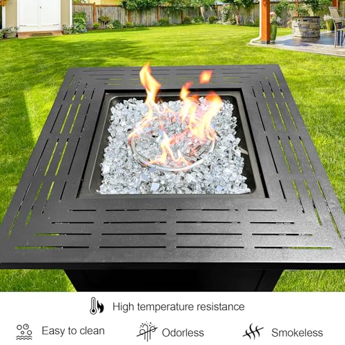 20 Pounds Fire Glass 1/2 Inch High Reflective Tempered Firepit Glass | Crystal Clear Rocks for Fireplace, Fire Pit Table, Fire Bowl and Landscaping & DIY Crafts - color: Crystal Clear, size: 1/2 inch, 20lb