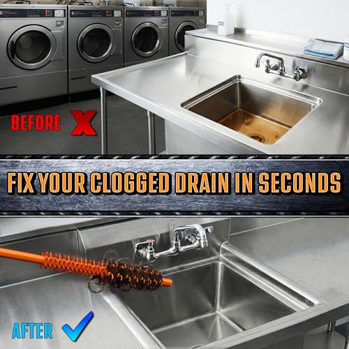 FlexiSnake Pro Drain Weasel Sink Snake Hair Clog Remover Tool, 10 Wands | Sink, Pipe, Bathroom, Bathtub Drain Cleaner, 18-inch Long, Flexible, Removable Handle, Made in The USA - style: 10 pk