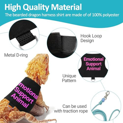 Bearded Dragon Lizards Clothes with Leash Set - Cute Lizard Reptile Small Animal Adjustable Harness Clothes for Walking Outdoor Security Costume Photo Prop(Pink - color: Pink