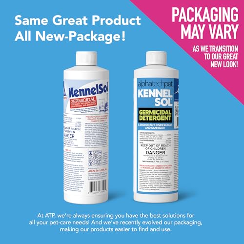 ATP KennelSol Disinfectant & Cleaner for Kennels, 16 fl oz, 1 ct | EPA-Registered, Concentrated Formula, Industrial Germicidal Detergent and Deodorizer for Shelters and Rescue Organizations - size: 16 Fl Oz (Pack of 1)