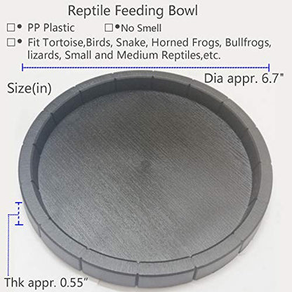 Reptile Feeding Dish Bowl Food and Water Bowl Tortoise Dish Reptile Tank Decor, Dia 6.7 Inches, Round