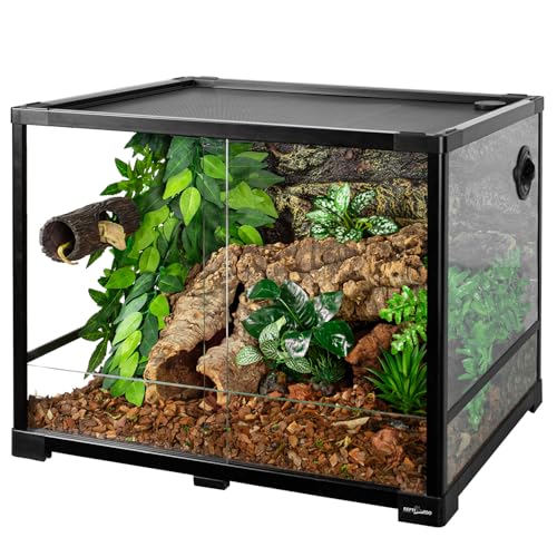 REPTIZOO Magnetic Reptile Hide Cave Resin Hollow Tree Trunk Hideout, Gecko Hide with Strong Magnetic Climbing Toy Reptile Tank Accessories for Crested Gecko,Lizard, Terrarium Decor