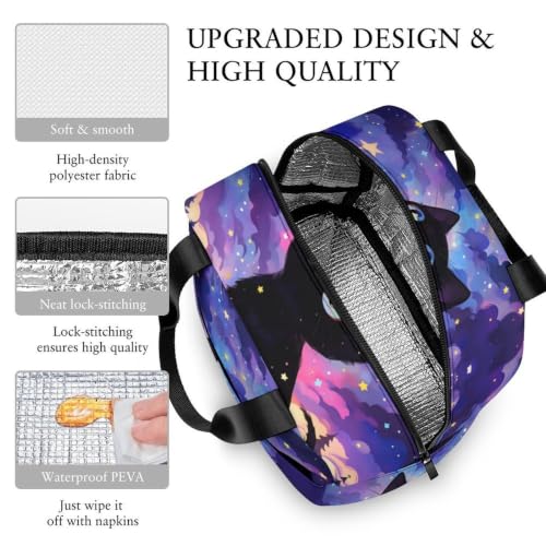 Starry Night Cat Lunch Bag for Women Men | Insulated Lunch Box Leakproof Food Meal Containers Reusable Foldable 6L Capacity Lunch Tote Bags for Work Picnic Travel - color: style-16