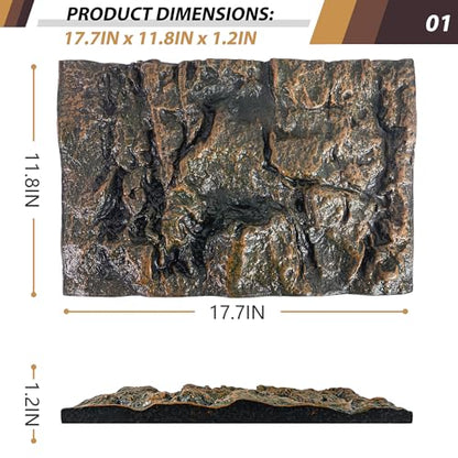 17.7x11.8in Rock Terrarium Background,3D Reptile Tank Background Board,Amphibian Stereo Backdrop Wall,Lizard Snake Gecko Spider Turtle Fish pet silo Background Decorative Panel(Yellow) - color: yellow-17.7"*11.8"（1pcs）