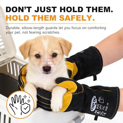 TOPDC Animal Handling Gloves, 16-Inch Bite & Scratch Resistant for Dog Cat | Arm Sleeve Design Helps Protect Hands and Forearms During Dog and Cat Grooming, Training, and Vet Visits