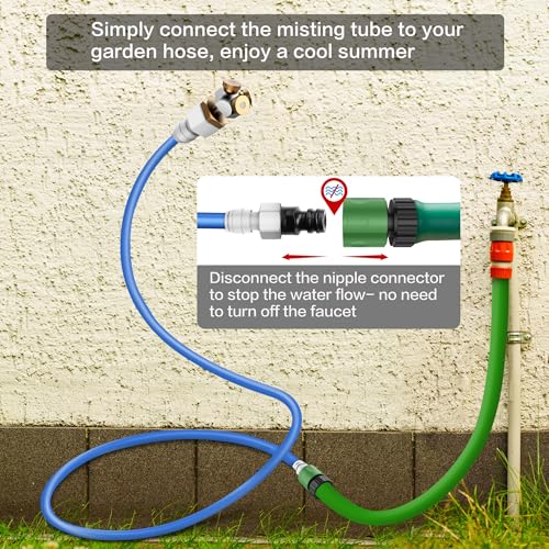 HAOWIN Upgraded Misters for Outside Patio, 3 Nozzles Fine Mist Leakproof 6.6FT Aluminum Bendable Hose Mister, Misting System for Patio Misters for Cooling Outdoor Greenhouse Chicken Coop Trampoline