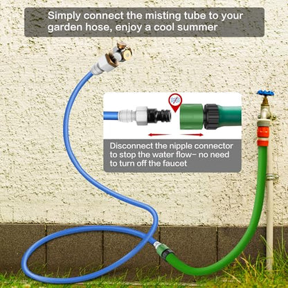 HAOWIN Upgraded Misters for Outside Patio, 3 Nozzles Fine Mist Leakproof 6.6FT Aluminum Bendable Hose Mister, Misting System for Patio Misters for Cooling Outdoor Greenhouse Chicken Coop Trampoline