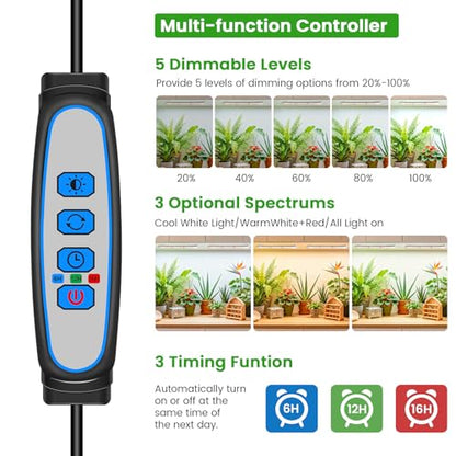 Wiaxulay 8in Grow Lights for Indoor Plants, Full Spectrum Plant Light Strip | 112 LEDs Under Cabinet Grow Lamp with 6/12/16 H Timer, 3 Lighting Modes, Ideal for Plant Stand, Shelf, Seed Starting 2 Pack - size: 2 Pack