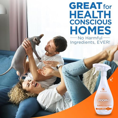 POOPH Kitty Odor Eliminator Spray for Cats, 32 fl oz | Helps eliminate cat odors on furniture, bedding, litter areas, and more. Fragrance-free 32 oz spray