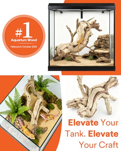 3Pcs Bearded Dragon Wood Branch, Large 14-17 Inch Reptile Wood Logs for ClimbingTerrarium Habitat Decor for Geckos, Chameleons, Frogs & Spiders (Upgrade the Thermometer) - size: Upgrade the thermometer
