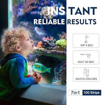 7-Way Aquarium Test Strips for Freshwater Saltwater (50 Strips) | Quick and Accurate Fish Tank Pond Test Strips,Test Nitrate, Nitrite, Chlorine,Hardness,Alkalinity, Carbonate, Ph - color: 7 WAY-50ct