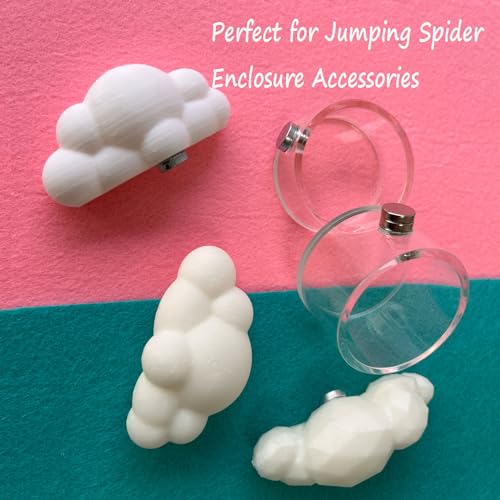 2Pcs Jumping Spider Feeding Dish, Magnetic Tiny Food Dishes Water Dish for Jumping Spider, Tarantula and Other Small Pets,Transparent - size: Multiple